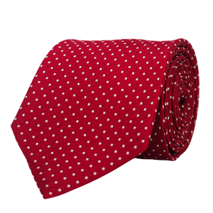 Spotted Red & White Silk Tie